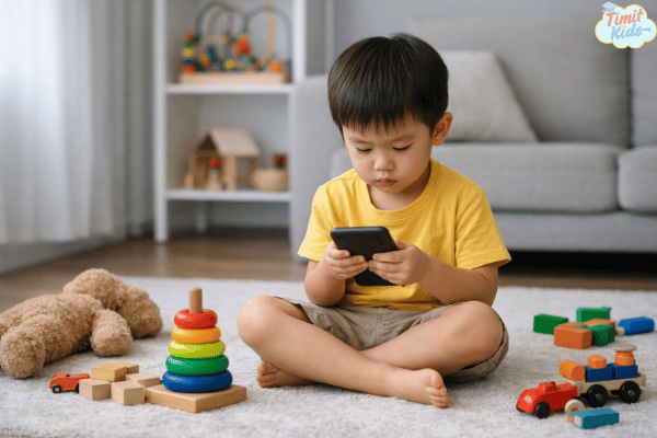 Khi bé tiếp xúc điện thoại sớm