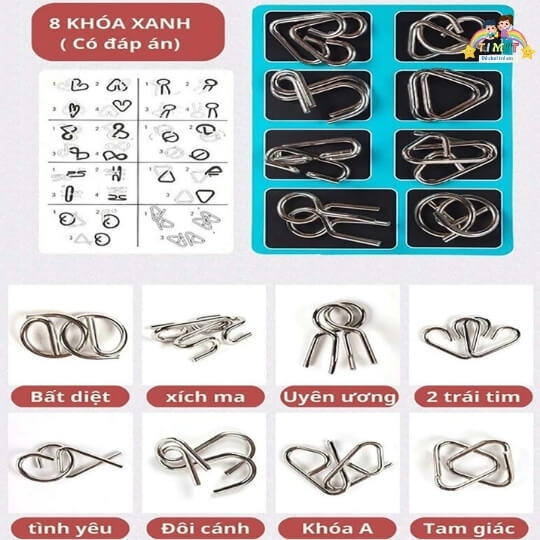 Bộ đồ chơi giải móc khóa thông minh thử thách trí tuệ tư duy logic