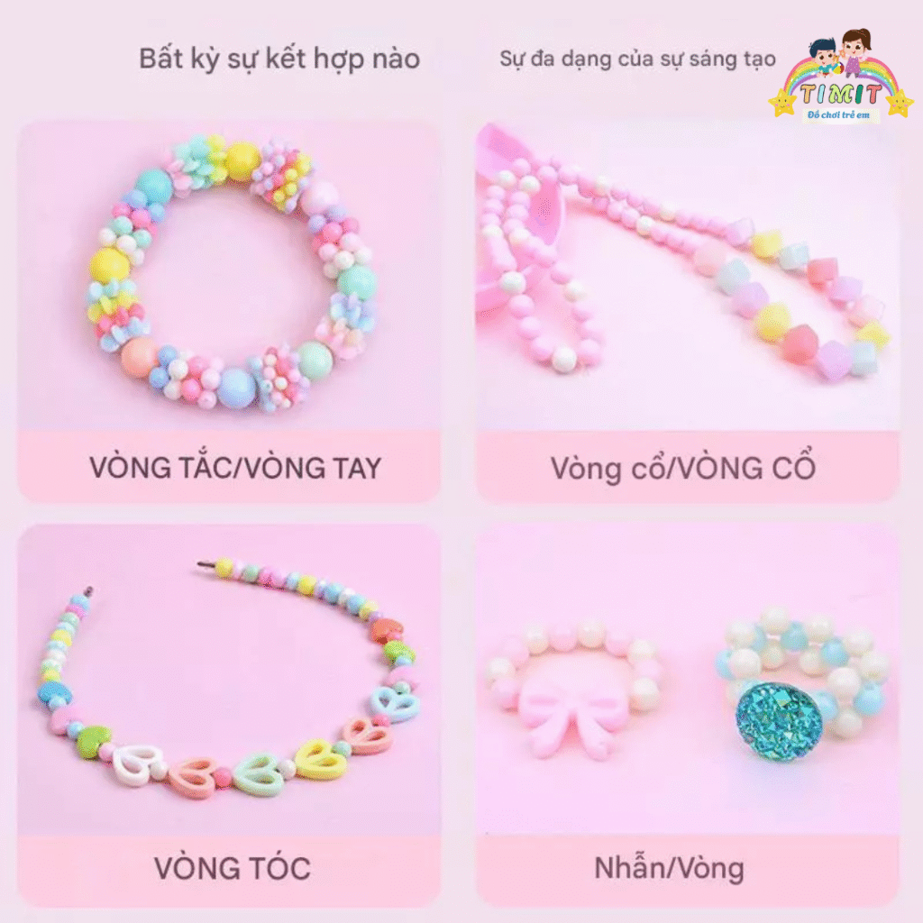 BỘ ĐỒ CHƠI DIY XÂU VÒNG TAY, VÒNG CỔ HẠT CƯỜM NHIỀU MẪU